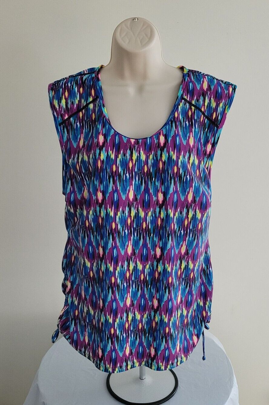HILOR Women's Multi-colored, Athletic Tank Top w/Built-in-Bra--Sz 16